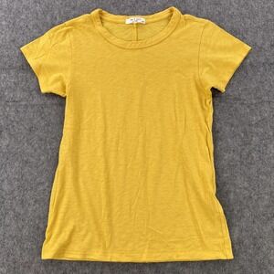 Rag & Bone Shirt Womens XS Yellow Pima Cotton Crew Neck Short Sleeve Solid Tee